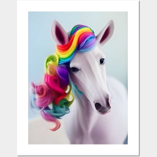 Cute Rainbow Haired Horse Posters and Art